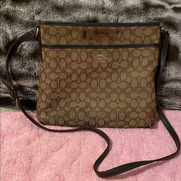 Coach Handbags - Coach Signature Brown Messenger Bag